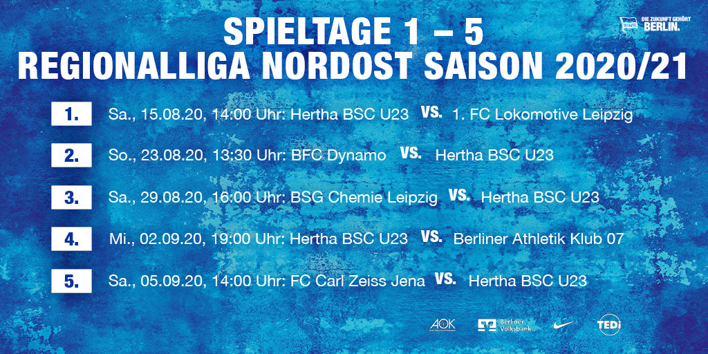 HerthaBubis's tweet photo. Zettel und Stift parat? 🤔 Jetzt gibt es etwas zum Notieren, Herthanerinnen und Herthaner! ✍ Der #NOFV gab am Donnerstag die zeitgenauen Ansetzungen für die ersten fünf Spieltage der Saison 2020/21 in der Regionalliga Nordost bekannt. 📅

#BSCU23 #DieZukunftGehörtBerlin #hahohe https://t.co/WS0LVz97e8