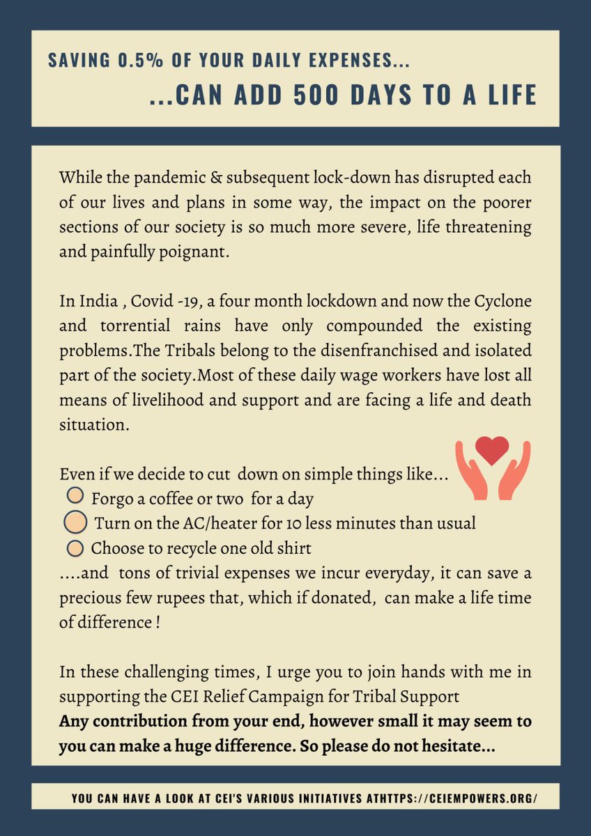 Soukhya_R's tweet photo. All our lives we are taught to invest in anything based on output to input ratio.
But how do you measure the satisfaction from saving lives, the price of a smile &amp; the value of a heartfelt thankyou?
Urge you to support my relief campaign with @CEIempowers https://t.co/ADFI7WAu31 https://t.co/IIdCEeISHW