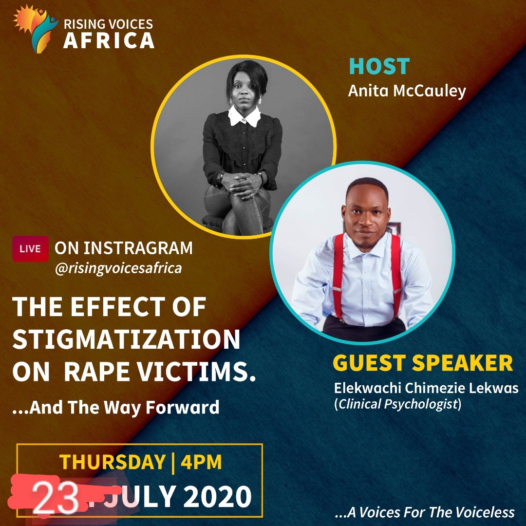 AfricaVioces's tweet photo. We are currently live now on our Instagram page for the webinar on THE EFFECTS OF STIGMATIZATION ON RAPE VICTIMS....and the way forward
https://t.co/e26U6S4BFz

Click on the link to join us now
#justiceforall
#stopthestigmaonrapevictims
#saynotostigmatization https://t.co/WebIPa1NMV