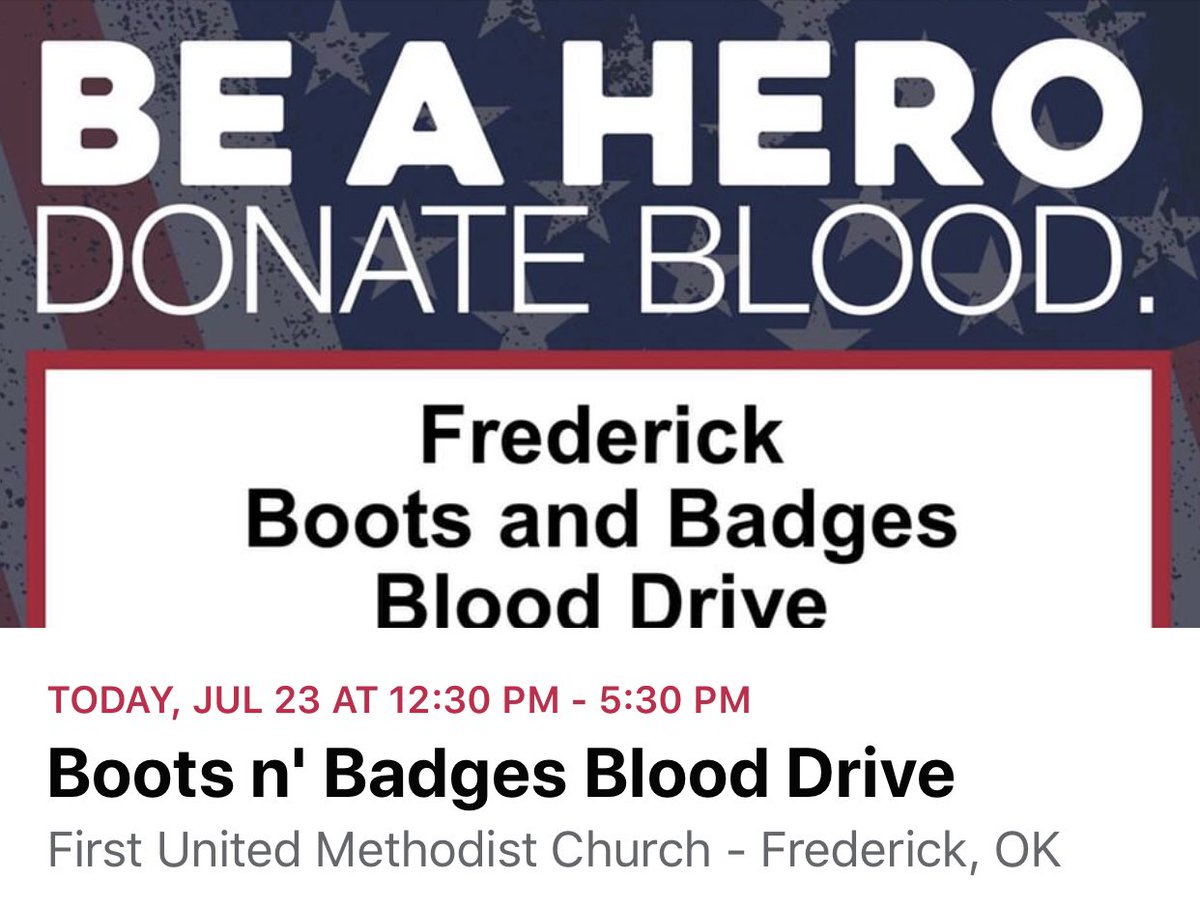 FrederickOKcc's tweet photo. Hope to see you there! #frederickok #oklahomabloodinstitute #fumcfrederick https://t.co/MOWiQNvAyC