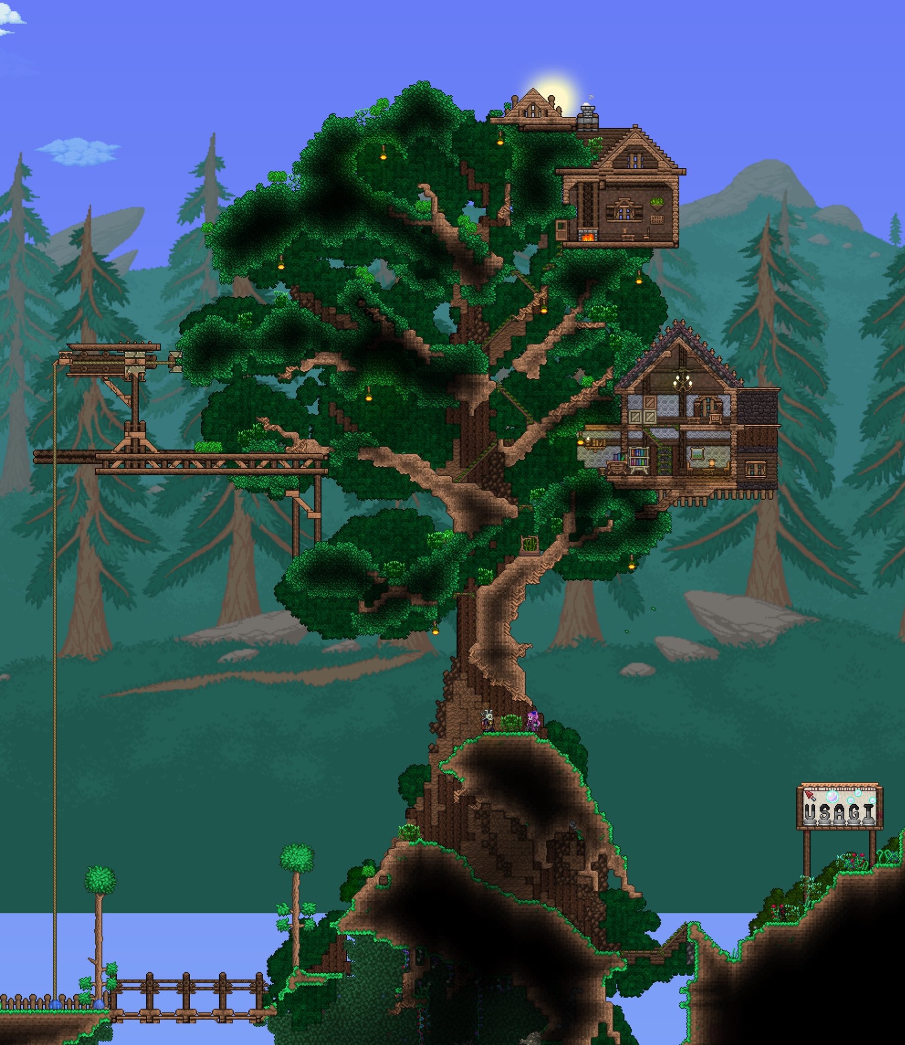 Twitter 上的 兎菱 Terraria 今日はmaoさん Maonekot のワールドで巨大樹建築のオーダーが入ったので生やしてきました みんな高台からバンジーするの好きだなぁ笑 Terraria テラリア T Co Tpidhrvlci Twitter