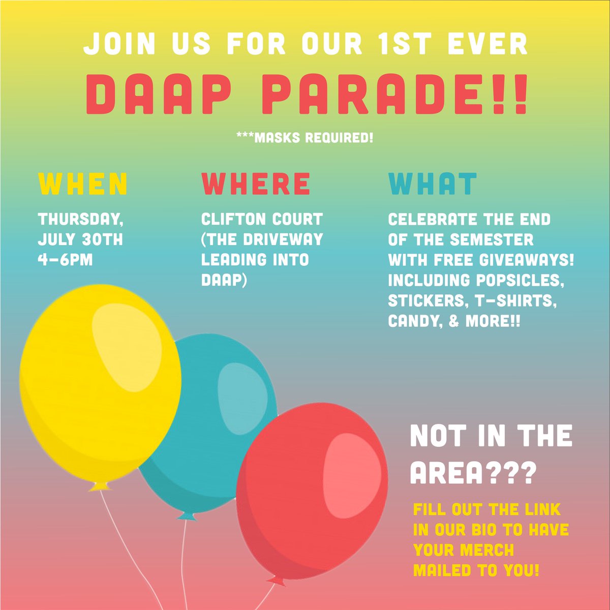 Tribunal is hosting our 1st ever Finals Week Parade!! Details below. Don’t forget your masks😊 

RSVP BY TOMORROW using the link in our bio!

Can’t make it?? The link in our bio is still live for signing up to have your merch mailed to you😊