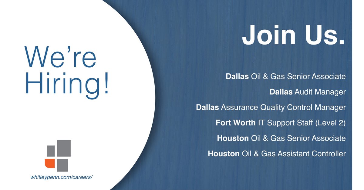 Looking to make a move? We are hiring in our Dallas, Forth Worth, and Houston offices!

Click below to read more! We look forward to hearing from you.

bit.ly/39qLZn4