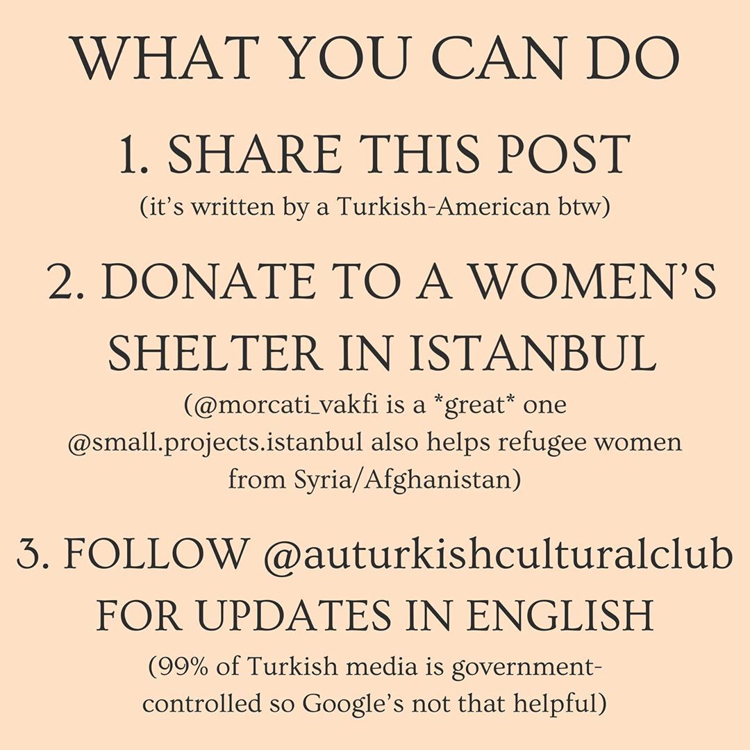 tw/ femicide, violence against womenjust wanted to share this to raise awareness about what's happening in Turkey, credits to @ auturkishculturalclub on ig