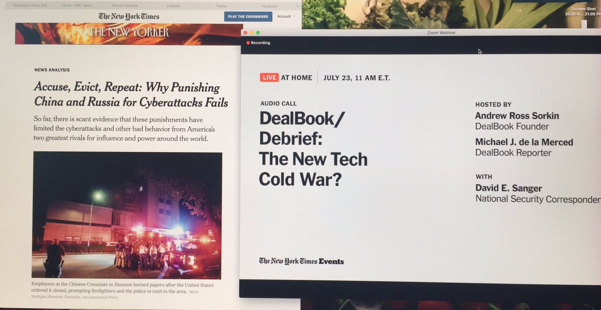 christinayiotis's tweet photo. Terrific @nytimes discussion this morning on “The New Tech Cold War” with National Security Correspondent @SangerNYT DealBook Founder @andrewrsorkin & DealBook Reporter @m_delamerced #NewColdWar #China #Russia @Huawei @tiktok_us #5G #OffensiveCyberOperations #VaccineIP #Cyber https://t.co/FDDnPw6EVl