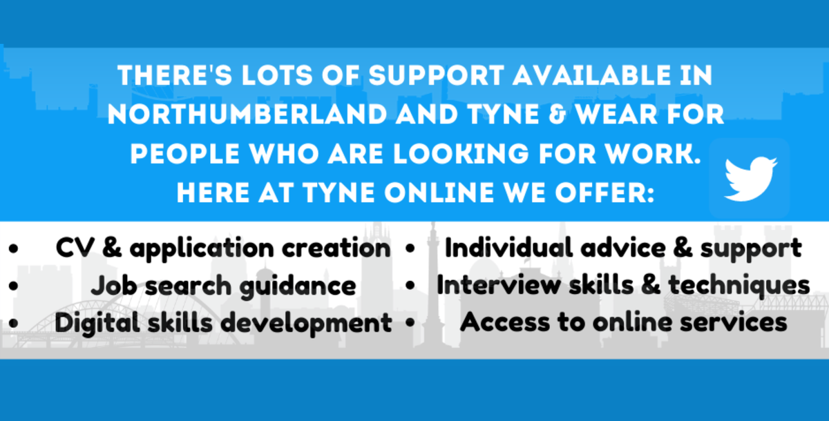Are you aged 18 or over, unemployed, underemployed or at risk of redundancy and are living in Newcastle? Free support is available for you from @TyneOnline. #StepUpNTW #JobsearchAdvice