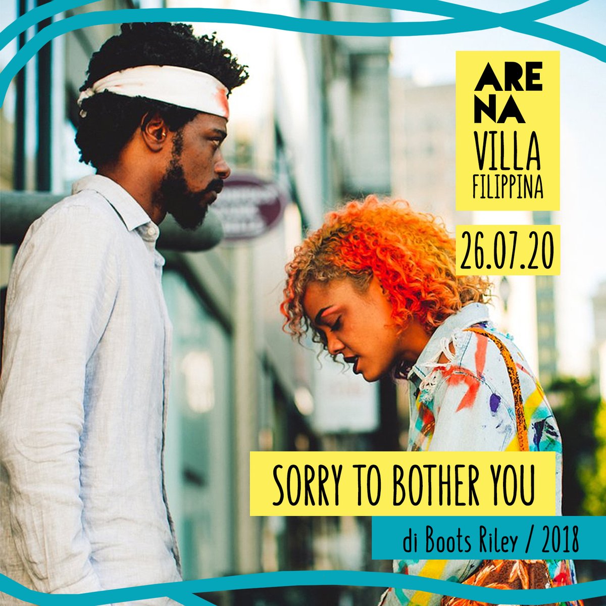 sudtitles's tweet photo. Sorry to Bother You di Boots Riley è il prossimo appuntamento con l'Arena Villa Filippina, il 26 luglio 2020 alle 21.30! 

«Una commedia nera intrisa di realismo magico, che pesca nella fantascienza e si posiziona nel telemarketing».

📞 Prenotazioni e biglietti: tel. 328 3669549 https://t.co/bqrauJWCAN