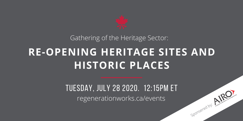 Don't miss the last virtual Gathering of the Heritage Sector, with guest panelists: 
Mary Baruth @MurphEB65, Kings Landing Historical Settlement
Janet Kepkiewicz, Canadian Conservation Institute 
@kendrafry8, Trinity-St. Paul’s Centre for Faith, Justice and the Arts.