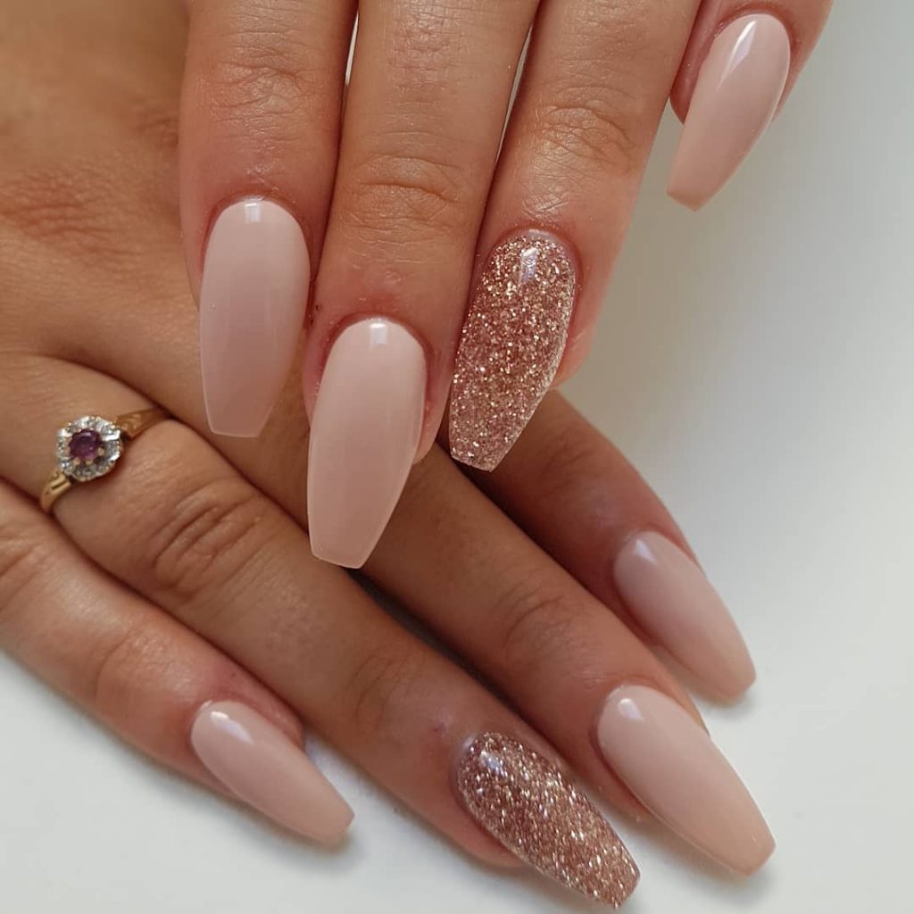 Get An Instant Style Upgrade With 24pcs Short Coffin-shaped Pink Shimmer &  Glitter Acrylic False Nails With European Style Design, Including 1pc Jelly  Glue And 1pc Nail File. Perfect For Parties, Dancing