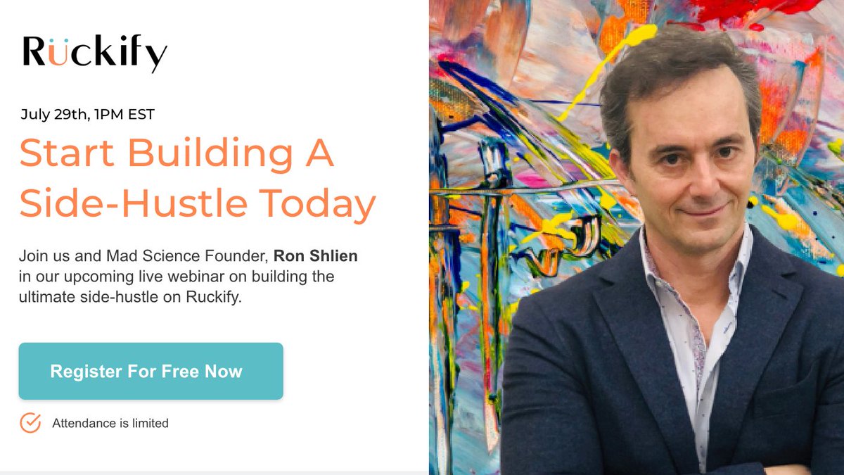 A webinar you truly will not want to miss! This Wednesday, July 29th, you can meet the creator of Mad Science, Ron Shlien! 

Register today: ruckify.com/en/webinars/

#Webinar #Franchising #SideHustle