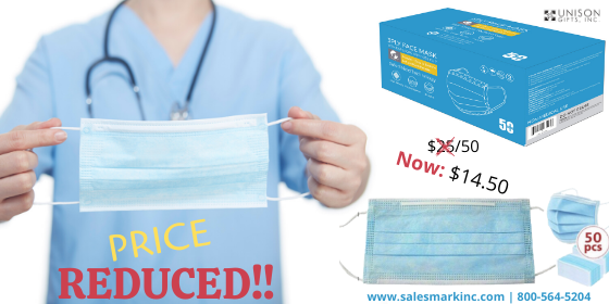 Salesmark1's tweet photo. @UnisonGifts has REDUCED their pricing on disposable face masks. Order today to provide you and your customers the protection they need and SAVE! 

https://t.co/Vh97NRSGNR

#disposablefacemasks #covid #covid19 #unisongifts #salesmark #wholesale #retail #protection #masks https://t.co/1PF23TXS9B