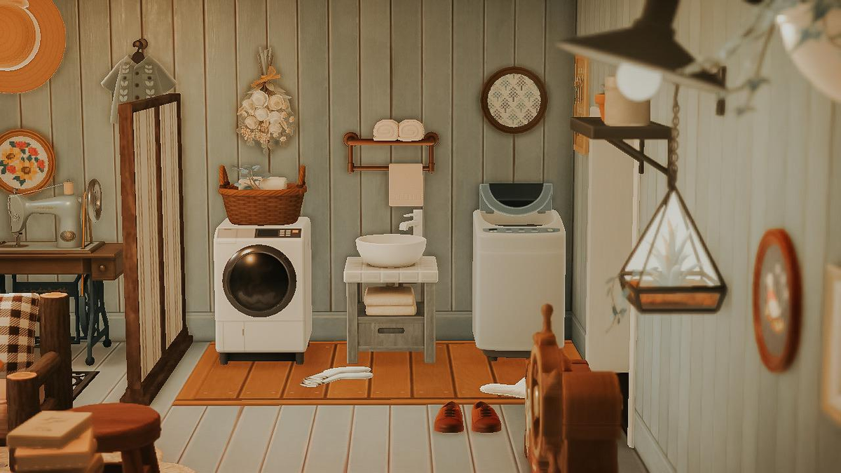 225. Une buanderie (Source :  https://www.reddit.com/r/AnimalCrossing/comments/hw5om1/laundry_room/)