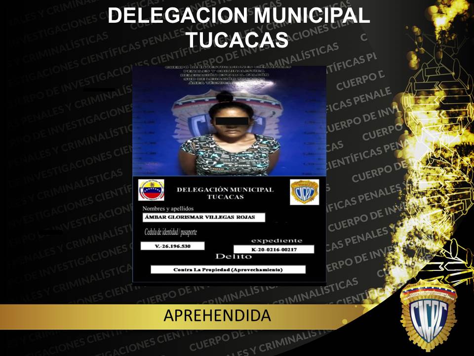 CICPC216's tweet photo. REDIP Occidental / Delegación Falcón / Delegación Municipal Tucacas, logra la aprehensión de una fémina, por el delito de Contra la Propiedad (Aprovechamiento), en la población de Boca de Aroa, municipio José Laurencio Silva, estado #Falcón.
#Cicpc @DouglasRicoVzla @JSalazarCICPC https://t.co/NJQuPweocq