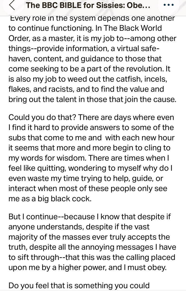 BbcBible's tweet photo. “There are times when I feel like quitting, wondering why do I waste my time when most of these people only see me as a black cock.”

https://t.co/Drm83NAUtQ

CHAPTER 4 OF THE BBC BIBLE AVAILABLE EXCLUSIVELY ON #PATREON #WhoisAdanoSpade https://t.co/xK164WEsiY