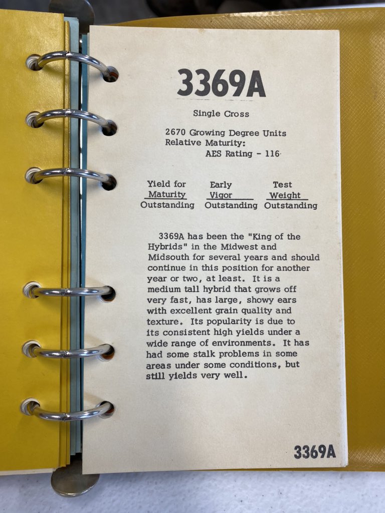 3369A accelerated the  @PioneerSeeds brand in the late 60s. This hybrid was especially known for its resistance to southern corn leaf blight in the “blight years” of the 70s.