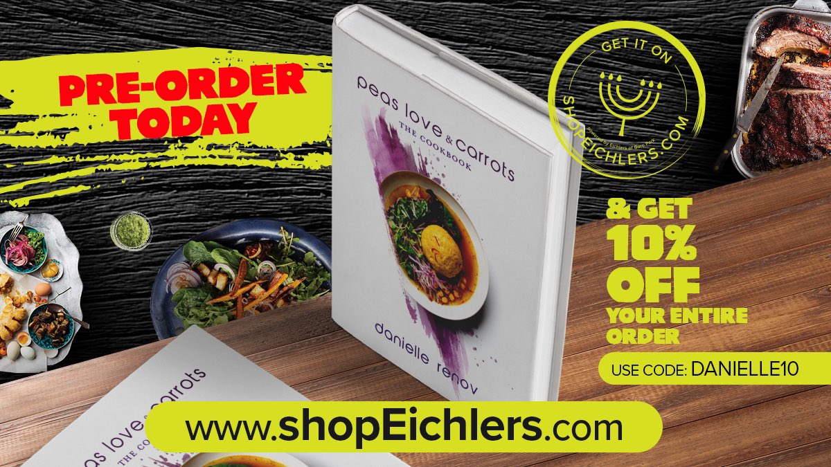 800Eichlers's tweet image. The Cookbook by @peaslovencarrots is now available for preorder!! Use code: Danielle10 for 10% off your ENTIRE order at ShopEichlers.com 
#koshercooking #cookbook #kosherrecipe #peaslovencarrots #judaica #onlinesale