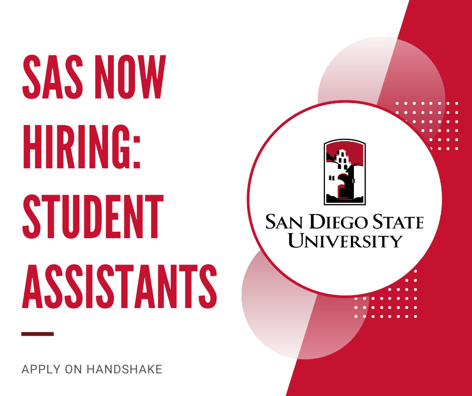 StuAccountSDSU's tweet photo. We're hiring! Student Account Services is looking to hire a few student assistants (telework arrangement) to support office operations. Apply via Handshake (log in using official @SDSU  student email): https://t.co/HnCtlpggab Position # 3858292 https://t.co/aejKbiRTNr