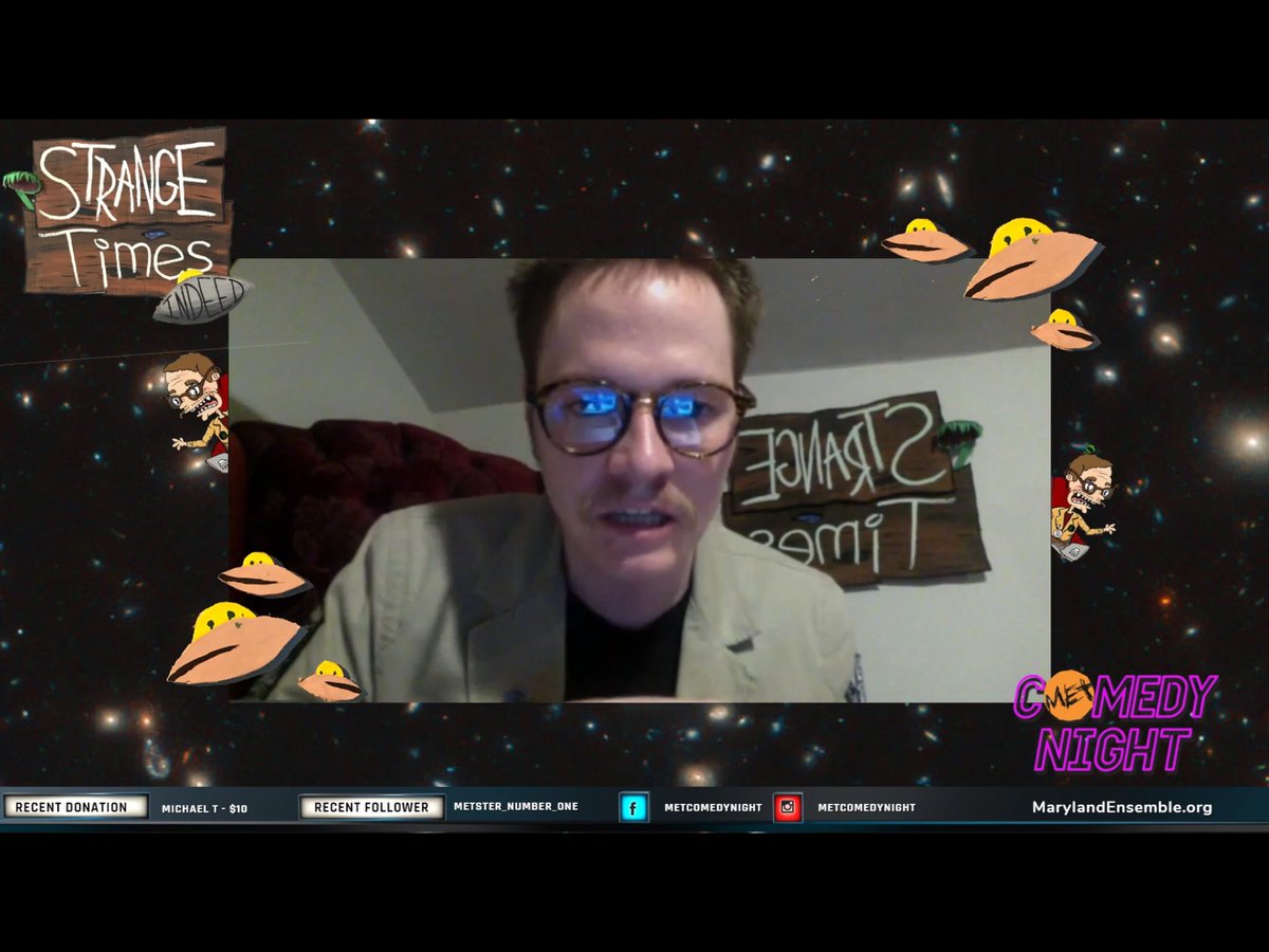 Strange Times Indeed is back tonight at 9pm! Don’t miss the Czar of the Bizarre Cliff McCallister as he sits down with <a href="/MDEnsemble/">Maryland Ensemble Theatre</a> company member and former forest ranger Steve Custer to discuss wilderness weirdness! Call in with your experiences Twitch.tv/METCOMEDYNIGHT