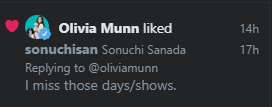 sonuchisan's tweet photo. Two members from former #G4TechTV shows just liked my tweets in the past 24 hours. Sweet, sweet victory. #AOTS #Xplay @AdamSessler @oliviamunn https://t.co/myzBw3OWIe