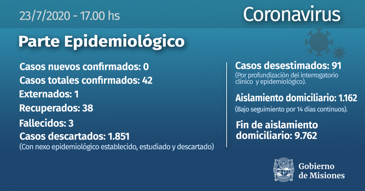 Comunicado oficial. Fuente: Ministerio de Salud de la Provincia de Misiones. #Coronavirus