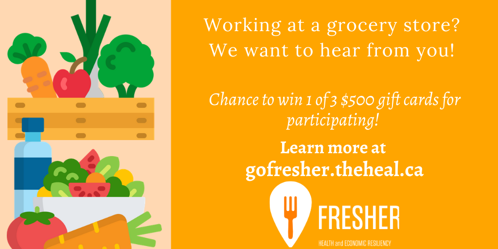 FRESHER_Canada's tweet photo. Currently working at a grocery store in Ontario? 

Chance to win 1 of 3 $500 giftcards by completing our survey at https://t.co/23OvVMBwbt

Visit https://t.co/fBWgCMO6GL for more information

#localfood #loveONTfood #onetable #SaveHospitalityCA #COVID19Ontario https://t.co/AGcFjA601g