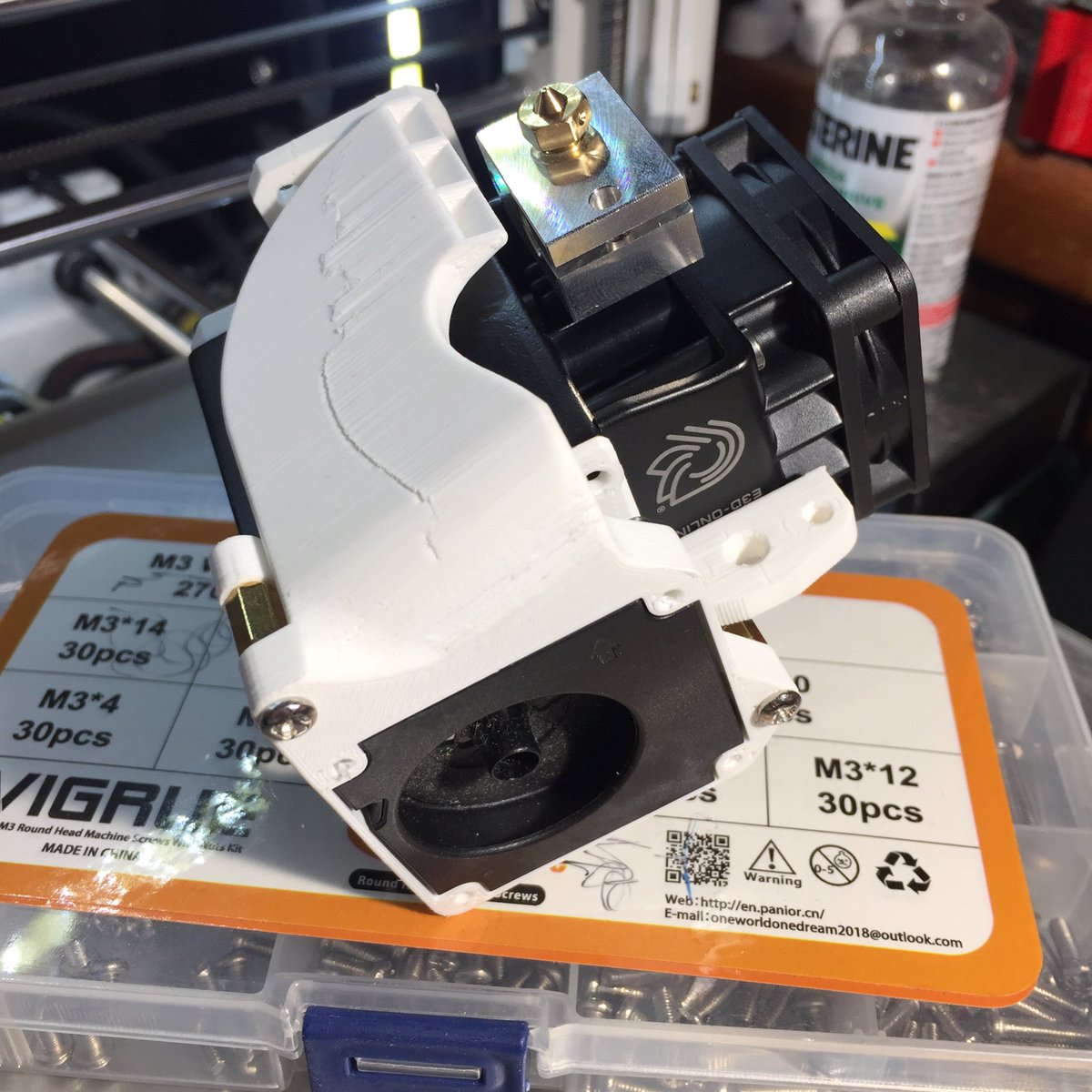 f3dp1's tweet photo. Hi #hermes #hemera @E3DOnline works are mosly done 😎 parts printer with @ColorFabb #plasemimatte white https://t.co/JHCVEbPbvl