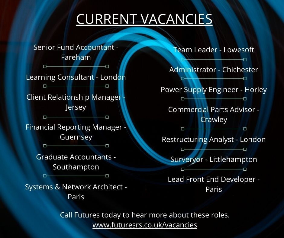 Futuresrs's tweet image. Some of the vacancies team Futures are recruiting for this week - Call today: 01243 839286.  #heretohelp #callfutures #trustus #recruitmentagency #recruiters  #temporaryrecruitment  #permenantrecruitment #challengeyourself #europe #London #westsussex #surrey #opentowork