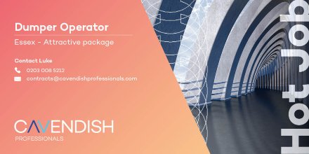 cavendishpros's tweet image. HOT JOB: We now have an opening for a #DumperOperator with our client for a project in #Essex. For more information about this role, please feel free to speak to Luke on 0203 008 5212, or apply online at bit.ly/2WN2B4G
