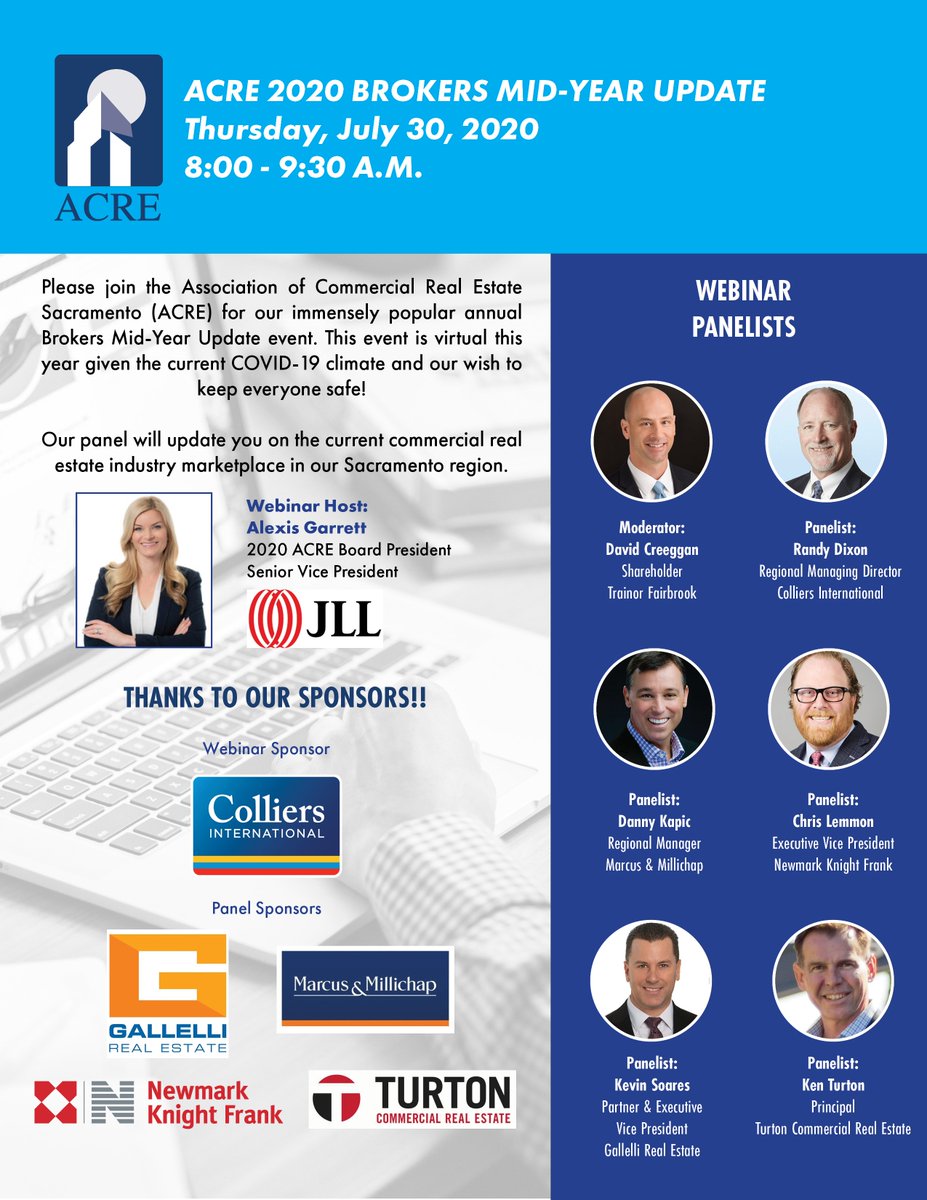 Please join us on Thursday, July 30th for our popular #Brokers Mid-Year Update! This #event is #virtual this year given the current COVID-19 climate and our wish to keep everyone safe! Registration is required - you can register for the event here: bit.ly/30Fn0K3
