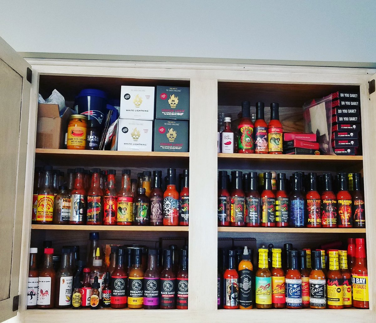 Spicylife212's tweet photo. I think I need more room! Just not sure where to get it... #spicylife #hotsauce #stayspicy #spicy #outtaroom #storageproblems #addiction https://t.co/7ilslJaBvs