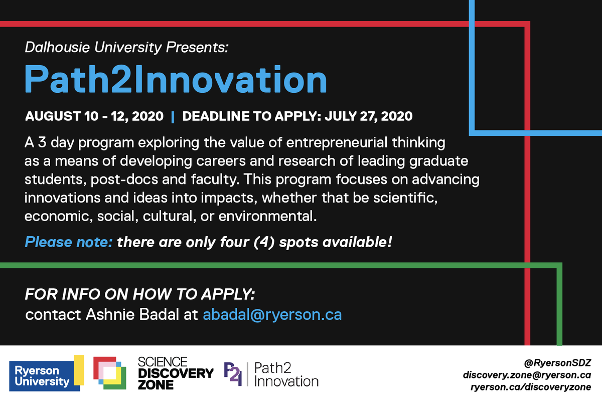 Deadline is July 27th!! #Entrepreneurship <a href="/RyersonSci/">RyersonSci</a> <a href="/RyersonResearch/">.</a> @RyersonSDZ