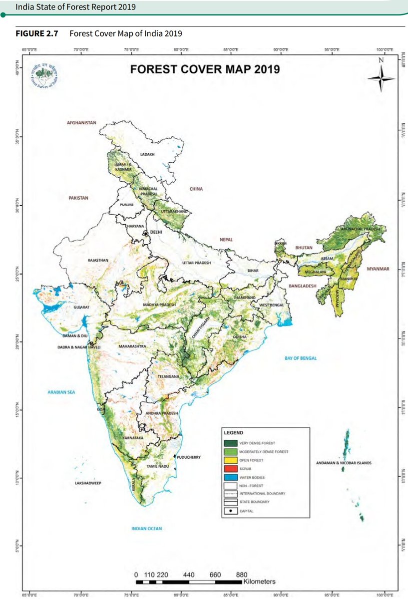 12/ As per India State of Forest Report 2019, forest & tree cover outside the recorded forest area (Trees Outside Forest) is just 8.94 % of the country's geographical area. Clearly, the extent of forest & tree cover exclusively in urban areas would be much less than this.