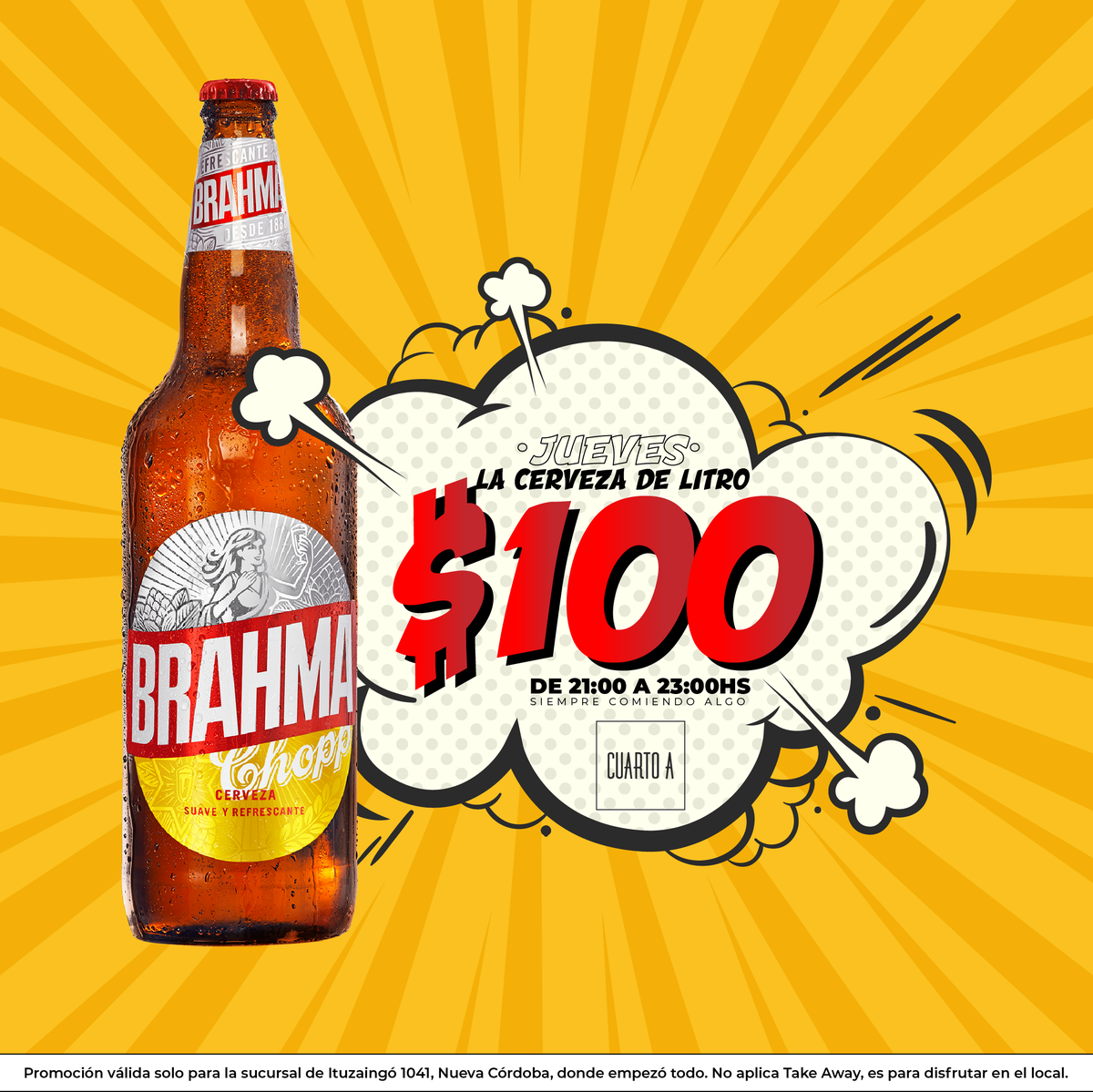CuartoAbar's tweet image. 🍻 ¿Quién se atrevió a decir que con $100 no hacés nada?
📞 ¡Solo con reserva por WhatsApp al 3517035491! 👀 
Promo válida únicamente en la sucursal de Ituzaingó.