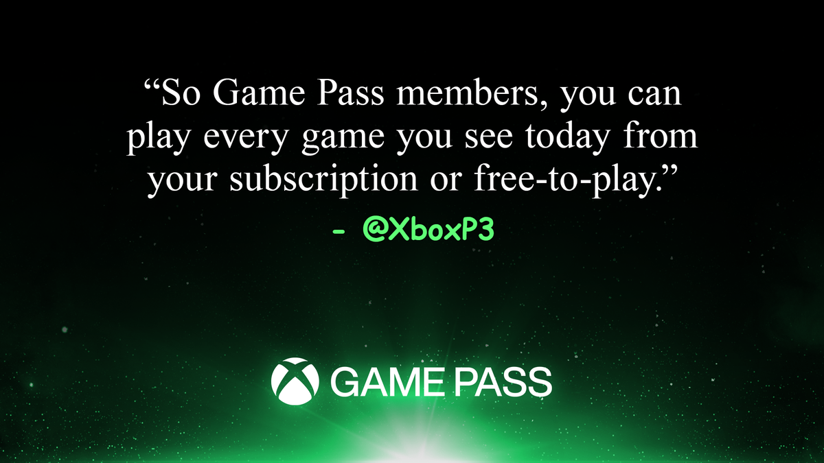 majornelson's tweet photo. We hope you enjoyed the show. What @Xboxp3 said at the top of the show is worth repeating. 👏Every 👏 Game 👏@XboxGamePass https://t.co/BAGYkhAcL5