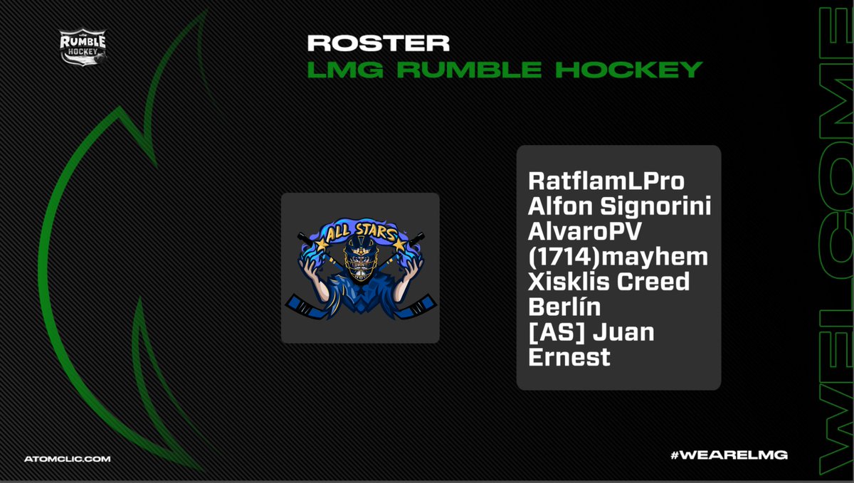 <a href="/rumble_hockey/">Rumble Hockey 🏒</a> 🏆 Season 1

Roster❗
🛡 3/8 <a href="/AllStarsRS/">All Stars RS</a>

#RumbleHockey 🏒