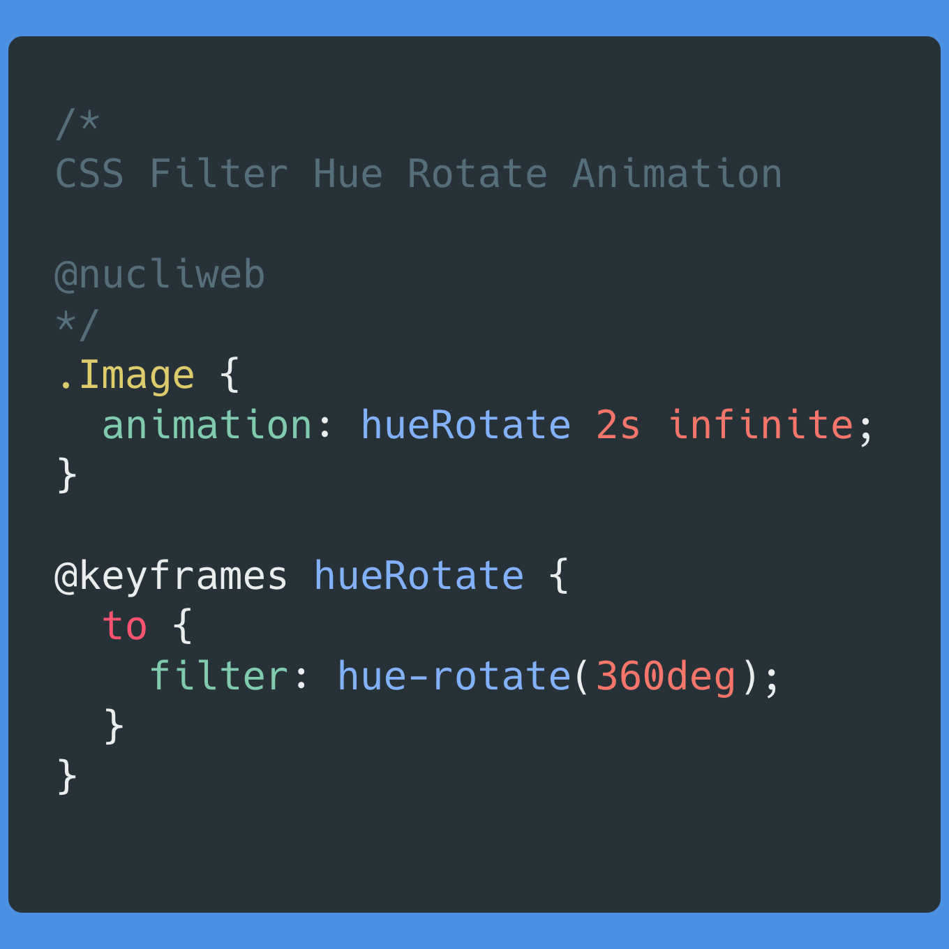 Joan León 🏞️⚡️ on X: "CSS Filter Hue Rotation Animation https://t.co/fAfII2Dvfh #CSS #Animation https://t.co/wgLN6CULwS" / X Joan León 🏞️⚡️ on X: "CSS Filter Hue Rotation Animation https://t.co/fAfII2Dvfh #CSS #Animation https://t.co/wgLN6CULwS" / X