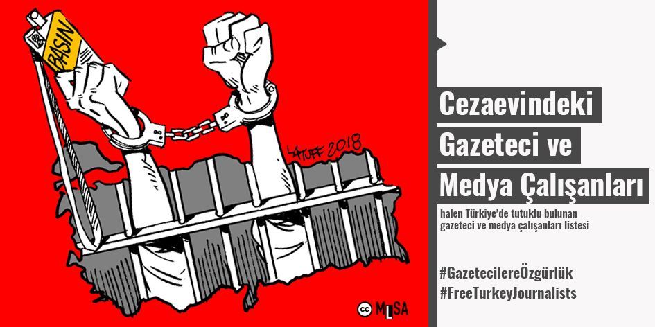 #Türkiye’de 92 gazeteci ve medya çalışanı cezaevinde. 

Güncel liste: mlsaturkey.com/tr/cezaevindek…

Cezaevlerinde #COVID19 salgınına yönelik alınan tedbirler hâlâ yetersiz. Mesleklerini icra ettikleri için tutuklu olan tüm gazetecilere çok geç olmadan tahliye! #GazetecilikSuçDeğildir