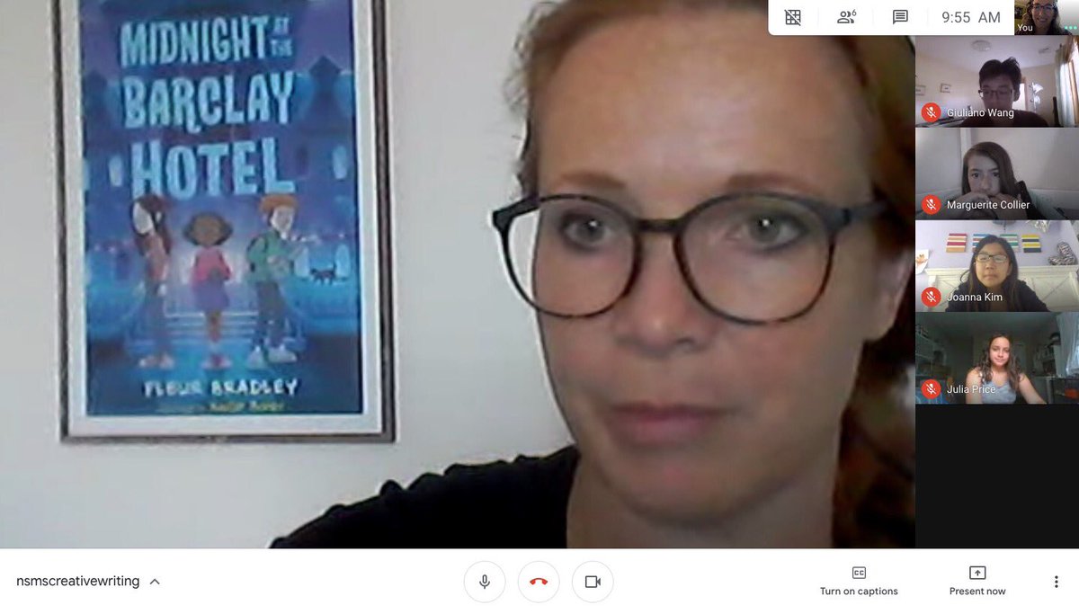 Liv_Luv_Library's tweet photo. How lucky to be in Ms Vestuto’s Creative Writing Summer Module!! @FTBradleyAuthor zoomed in to talk about her craft as a writer. Check out her Middle Grade reads and her (spooky) mystery Midnight at the Barclay Hotel due out in August! https://t.co/6pCU3DlIZ4
