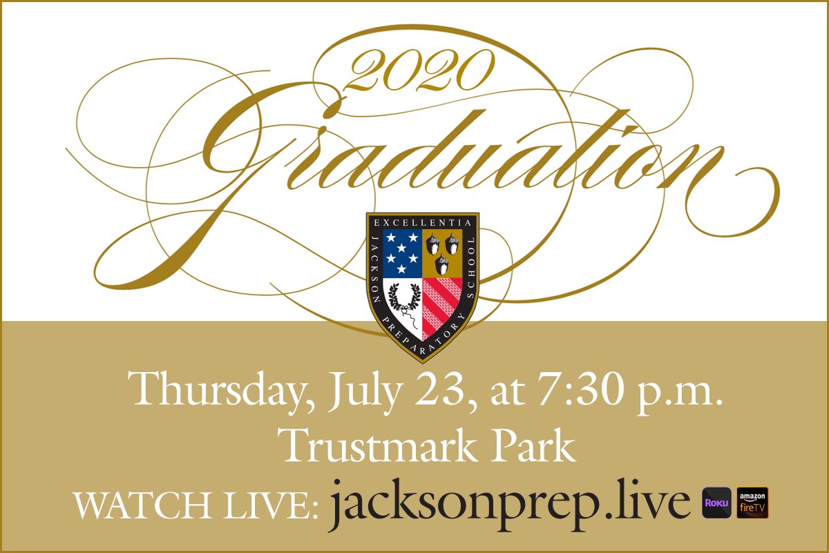 Jackson Prep is excited to honor our 2020 graduates tonight at Trustmark Park. We are incredibly proud of our graduates!