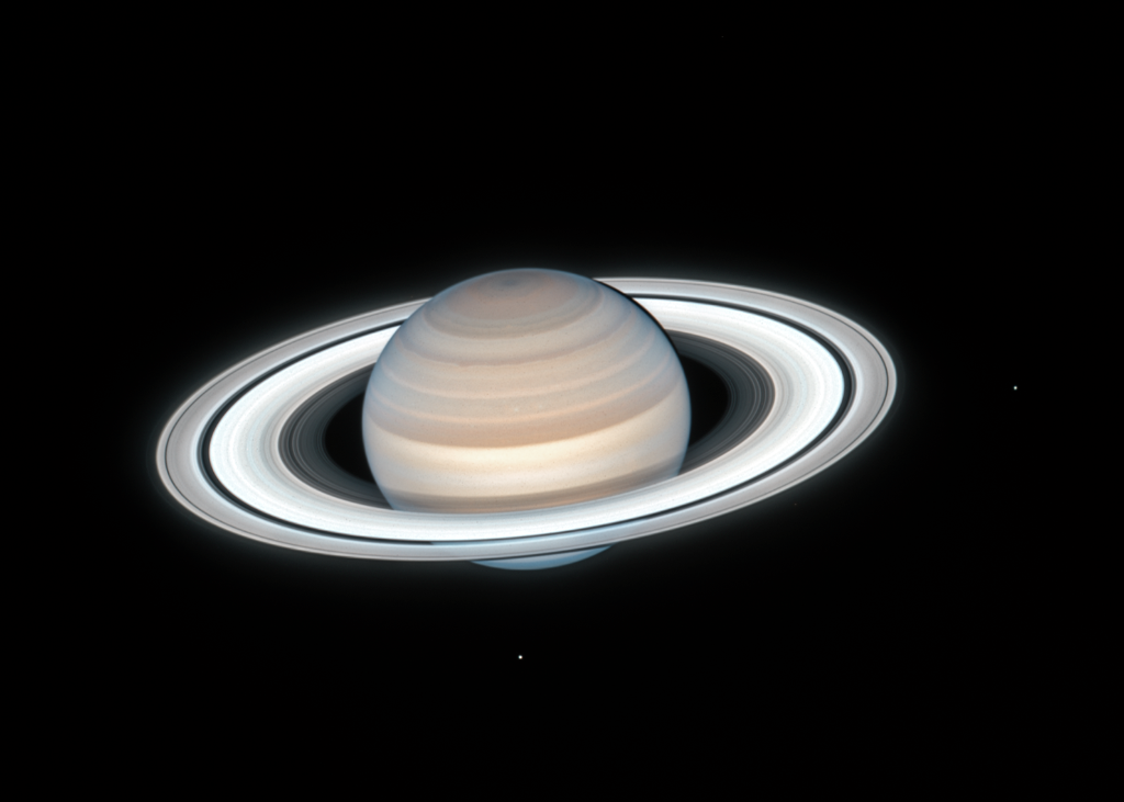 NASAHubble's tweet photo. Here’s a brand new look at Saturn! 📸

Like Earth, Saturn is tilted on its axis and has seasons. In this Hubble image, taken earlier this month, it’s summertime in the northern hemisphere: https://t.co/uoQ6pJY36o https://t.co/h6ItMUi4ee