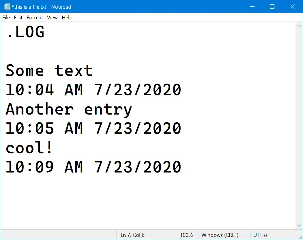 Notepad adds the date and time if you put .LOG as the first line in the file
