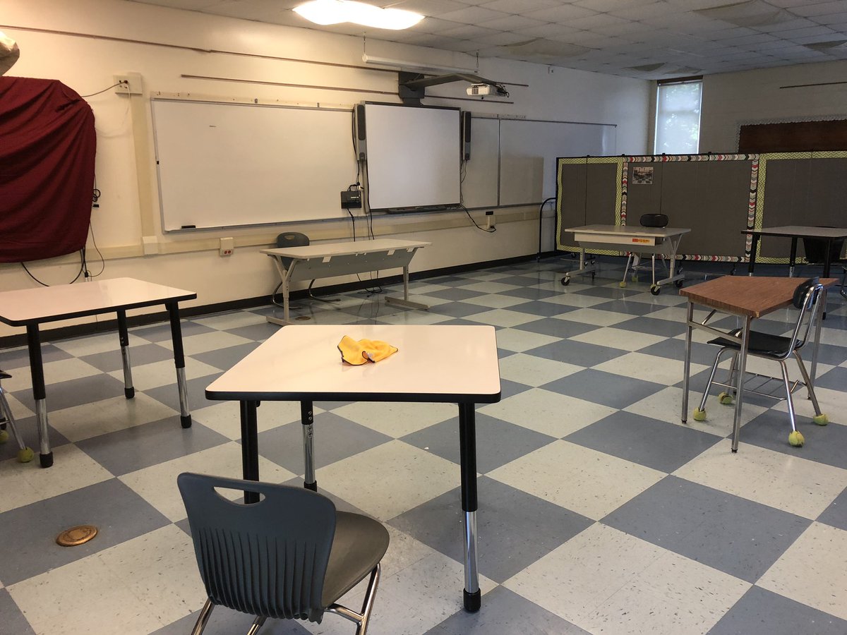 Classroom waiting for our socially distanced, PPE enhanced, extended school year. Students and teachers were thrilled to be back! #D39