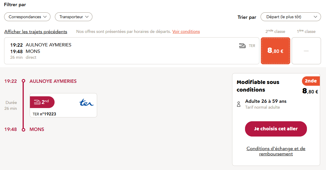I go to the  http://oui.sncf&nbsp; website and look up tickets for this trajectory. A ticket is offered for €8,80 one way.Left image is -26, 26+is on the right image: no price difference.I wonder if this can be done cheaper?