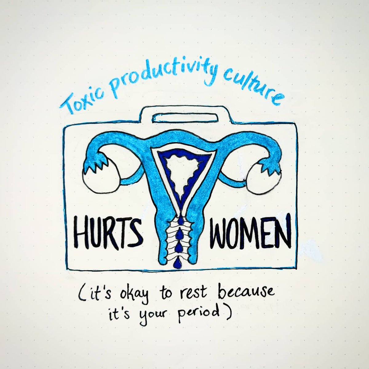1. Toxic productivity culture hurts women. Or, the idea that "anything a man can do, I can do bleeding" is harmful. Sure, we can, but should we? It's okay to listen to your body and take a break! (Also, don't even get me started on maternity leave standards, lol.)3/8