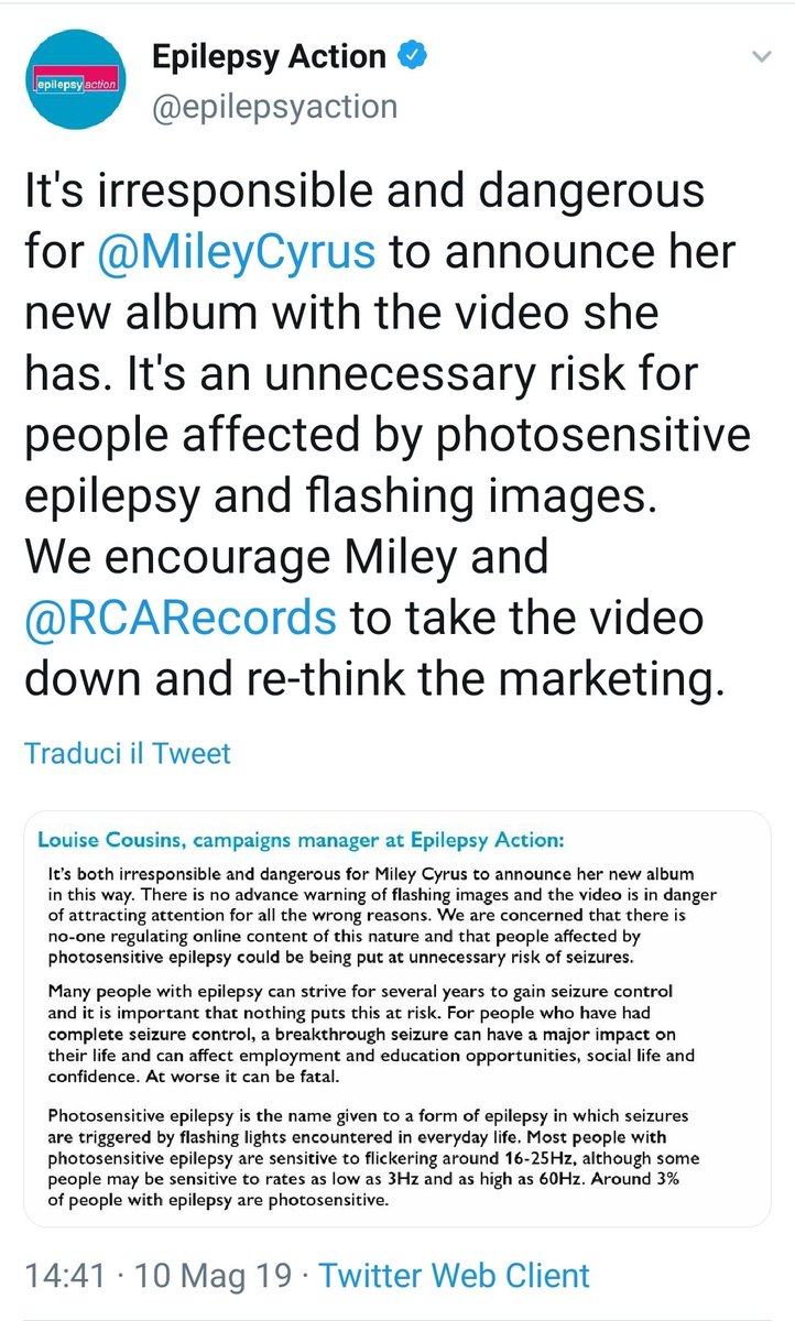 17.eplipesy content Especially in 2019, everything Miley did was a way for others to complain or fight her. When she announced her ep "SHE IS COMING", the epilepsy community tried to shut her videos down because of its potentially dangerous content.