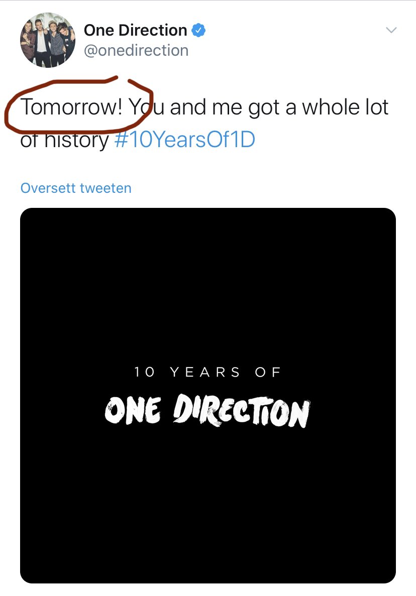 Justin12393LEE's tweet photo. @1DPsychic TOMORROW ALL US AGAIN
#10YearsOfOneDiretion #DIRECTIONERSBREAKTHEINTERNET https://t.co/VdpKCCxOT2
