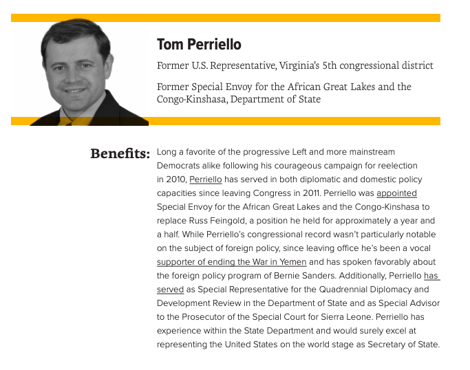 For that reason, Data for Progress recommends that former Ambassador and Senator  @RussFeingold, former Ambassador and Rep.  @TomPerriello, current Senator and member of the Foreign Relations Committee  @JeffMerkley, and Rep.  @RoKhanna be considered for Secretary of State.