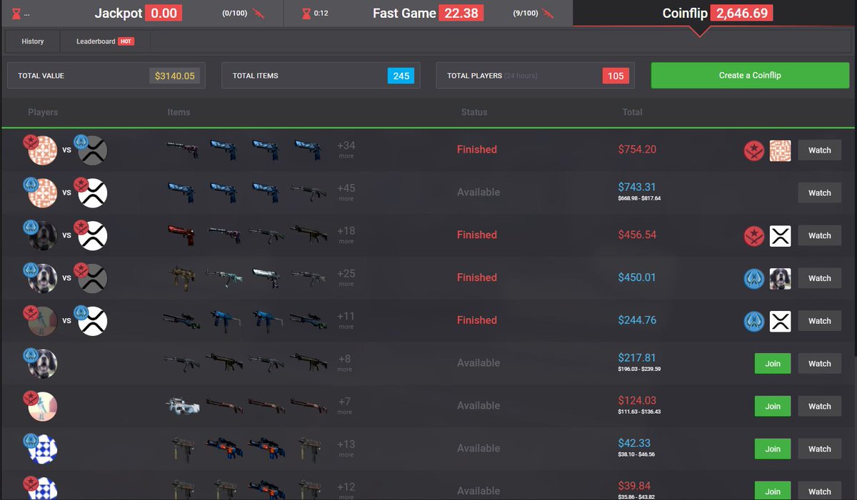 Look at all these coinflips! 🔥

We will drop a code with big prizes for everybody who wagered in the last 24 hours in 2 hours. 🎁

Check out EZRage.com! ⚡️