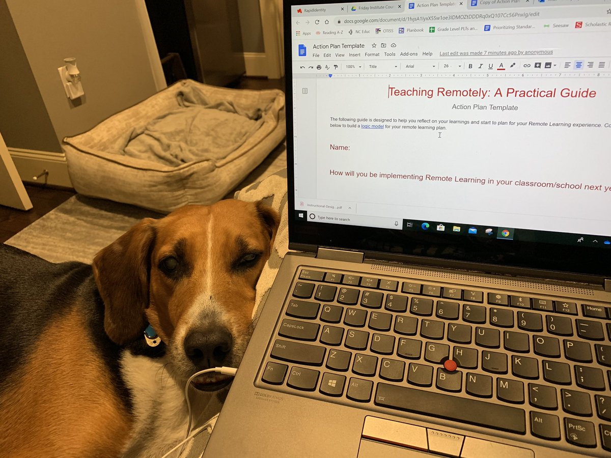 Digging into the <a href="/FridayInstitute/">Friday Institute</a> course “Teaching Remotely: A Practical Guide.”  I’m so grateful for this in-depth resource...and it’s FREE!  Thanks for sharing, <a href="/tammypfuller/">Tammy Fuller</a> !
