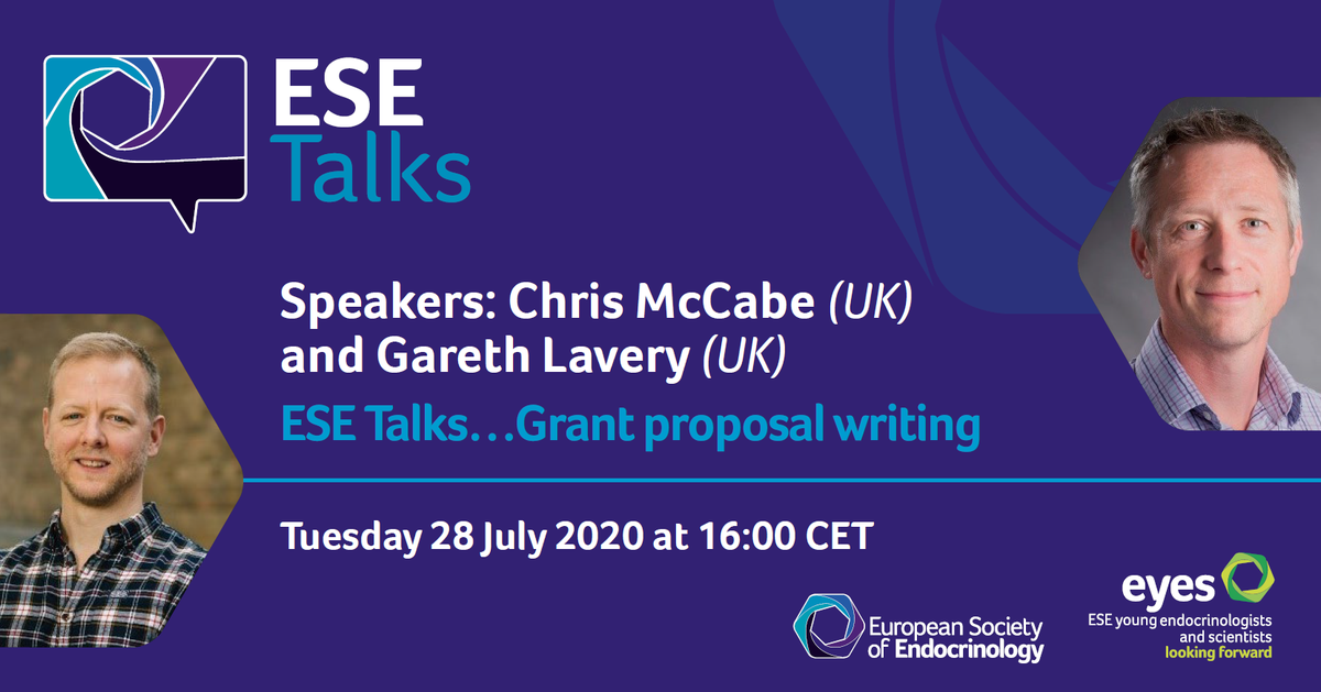ESEndocrinology's tweet photo. We hope you enjoyed today's webinar as much as we did. Join us next week for the final webinar of the series:
Chris McCabe and Gareth Lavery co-present "ESE Talks... Grant proposal writing" on Tuesday 28 July 16:00 CET
Register and info at: https://t.co/veyUAXV3Kv https://t.co/Q8UkLvR9Gf